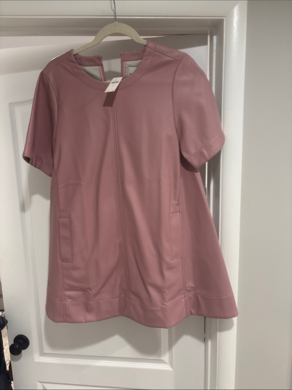 Anthropologie Mauve Faux-Leather Short Sleeve Tunic